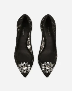 Lace rainbow pumps with brooch detailing