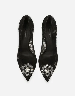 Lace rainbow pumps with brooch detailing