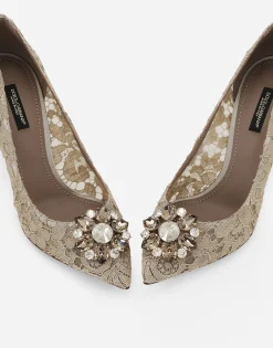 Lace rainbow pumps with brooch detailing