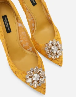 Lace rainbow pumps with brooch detailing