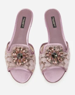 Lace rainbow sliders with brooch detailing