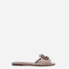Lace rainbow slides with brooch detailing