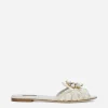 Lace rainbow slides with brooch detailing