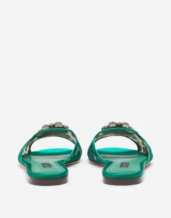 Lace rainbow slides with brooch detailing