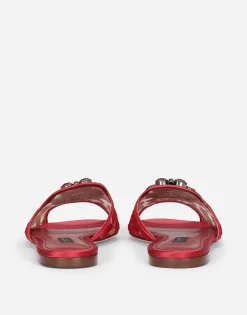 Lace rainbow slides with brooch detailing