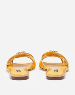 Lace rainbow slides with brooch detailing