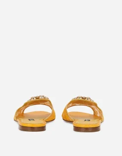 Lace rainbow slides with brooch detailing
