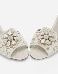 Lace rainbow slides with brooch detailing
