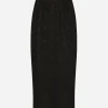 Lace-stitch calf-length skirt