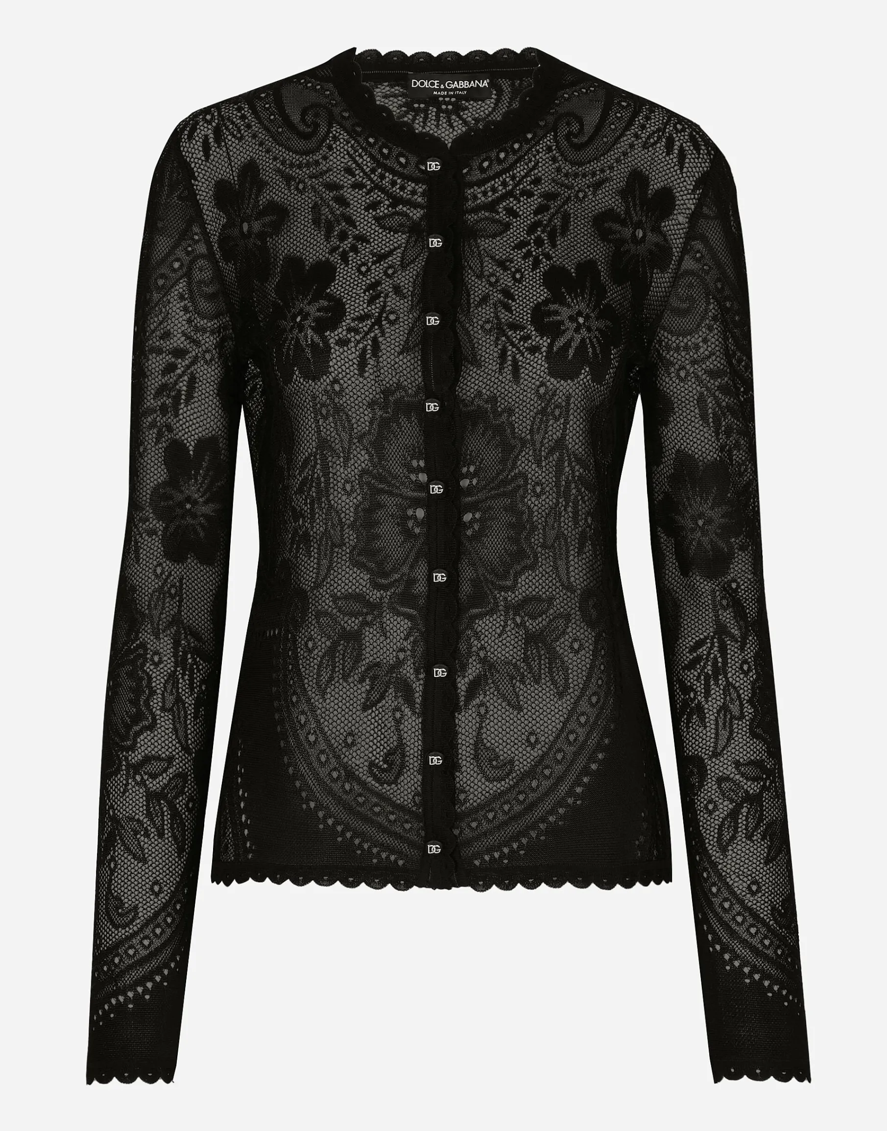 Lace-stitch jacquard cardigan