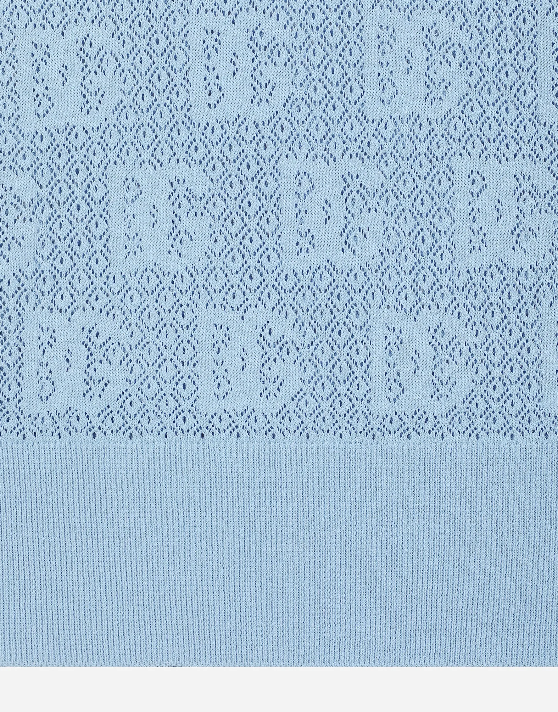 Lace-stitch viscose sweater with jacquard DG logo