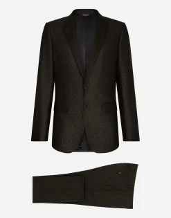 Lamé silk jacquard martini-fit tuxedo suit