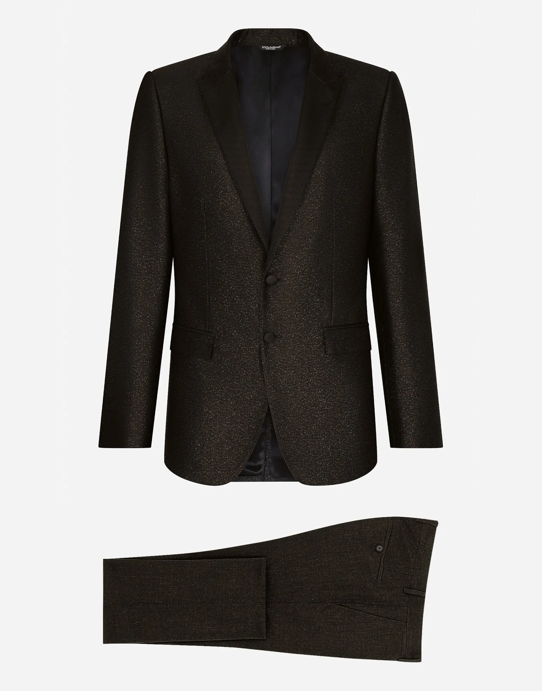 Lamé silk jacquard martini-fit tuxedo suit