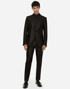Lamé silk jacquard martini-fit tuxedo suit
