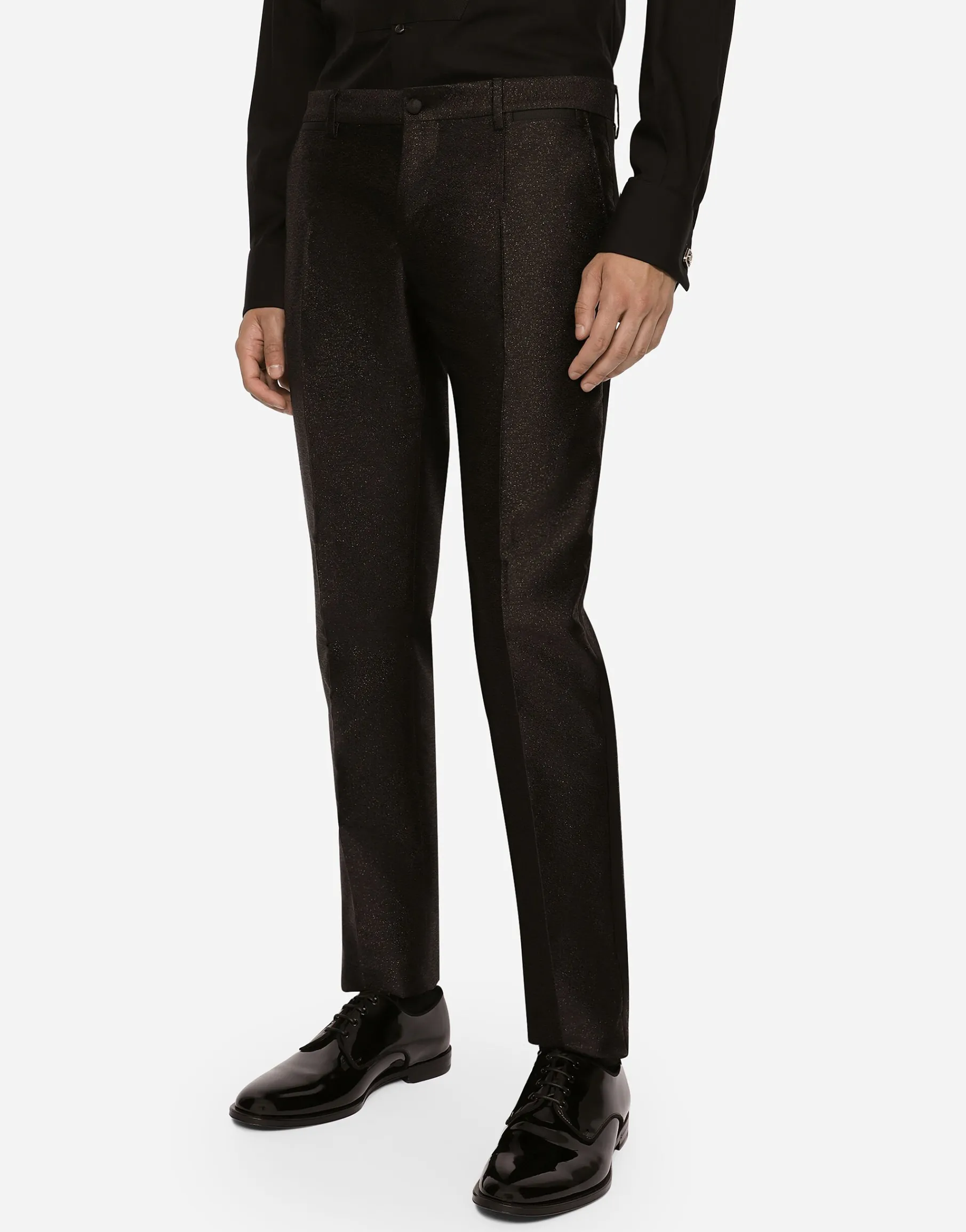Lamé silk jacquard martini-fit tuxedo suit