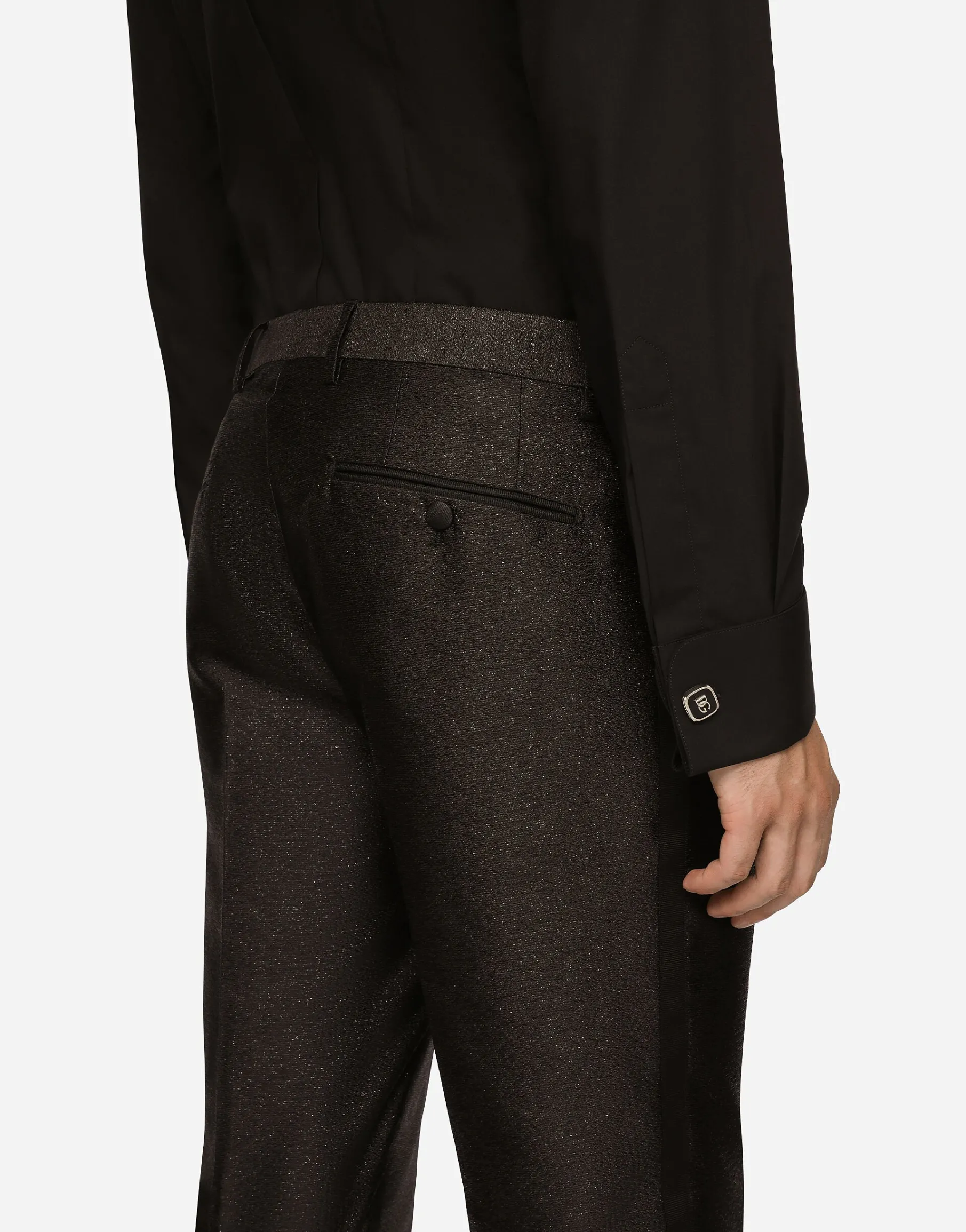 Lamé silk jacquard martini-fit tuxedo suit