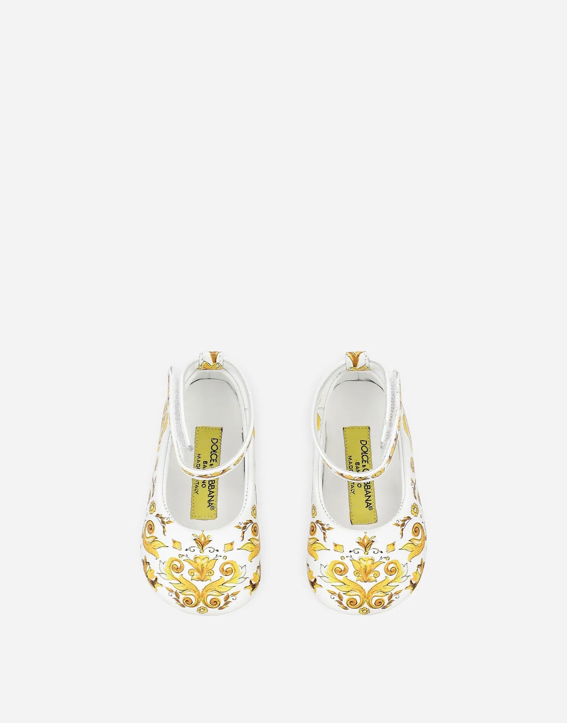 Lambskin ballet flats with yellow majolica print
