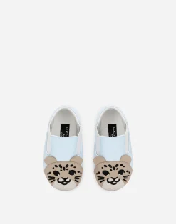 Lambskin low-top sneakers with leopard detail