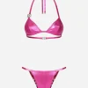 Laminated triangle bikini top with DG logo