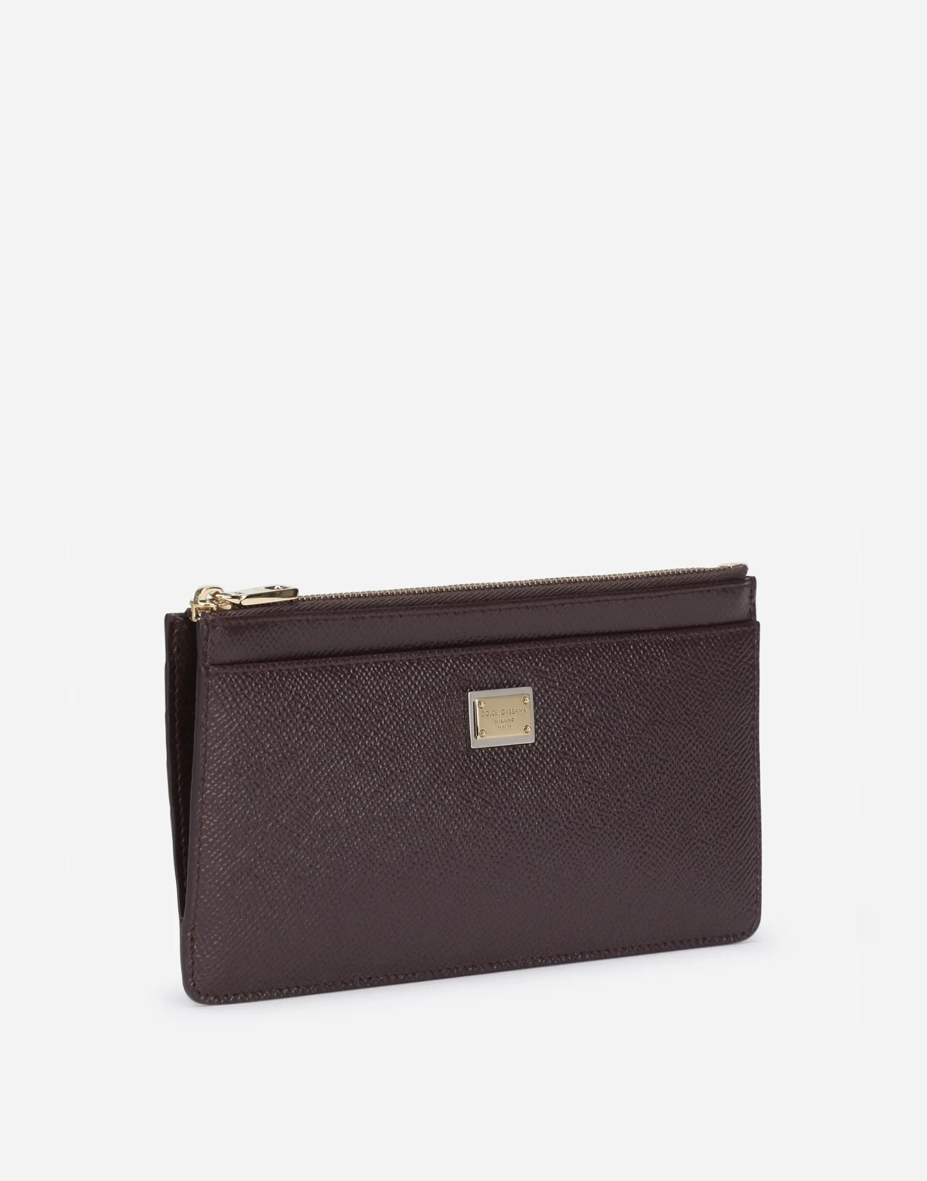 Large calfskin card holder with branded plate