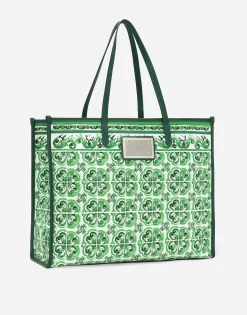 Large canvas shopper with majolica print