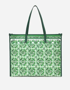 Large canvas shopper with majolica print