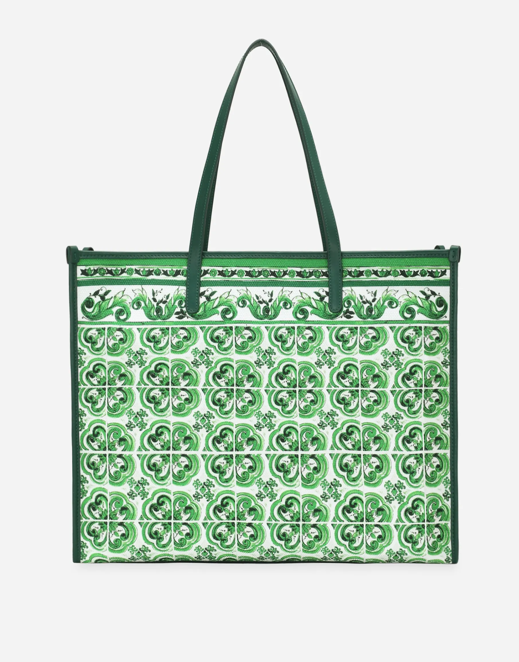 Large canvas shopper with majolica print