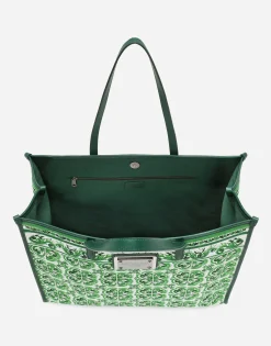 Large canvas shopper with majolica print