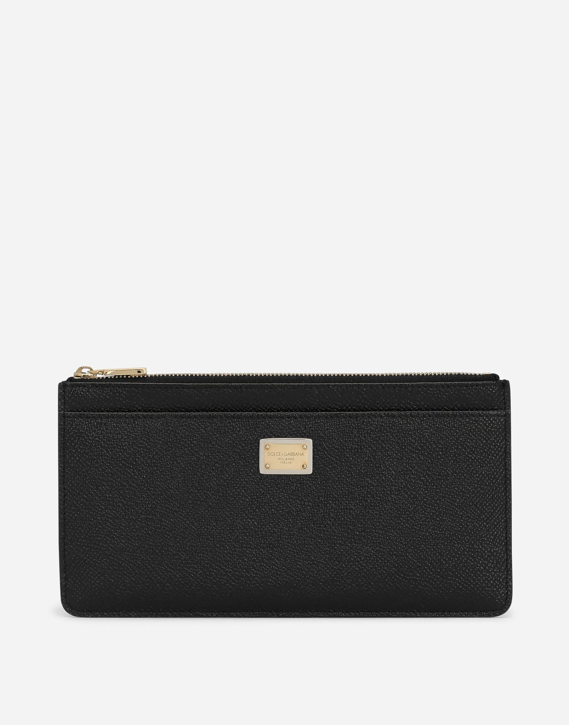 Large dauphine calfskin card holder with plate