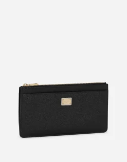 Large dauphine calfskin card holder with plate