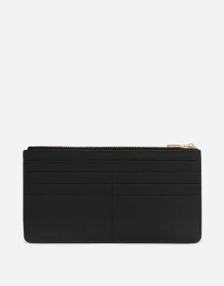 Large dauphine calfskin card holder with plate