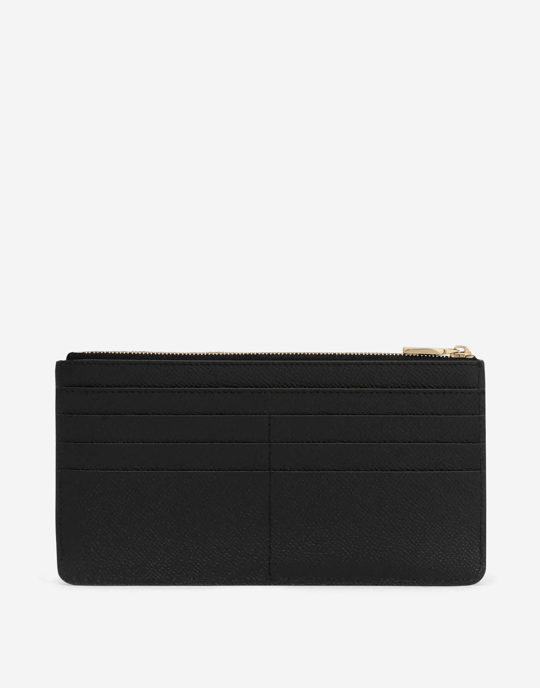 Large dauphine calfskin card holder with plate