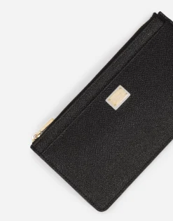 Large dauphine calfskin card holder with plate
