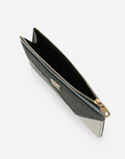 Large denim card holder