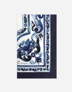 Large majolica-print twill scarf (140 x 140)