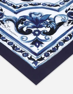 Large majolica-print twill scarf (140 x 140)