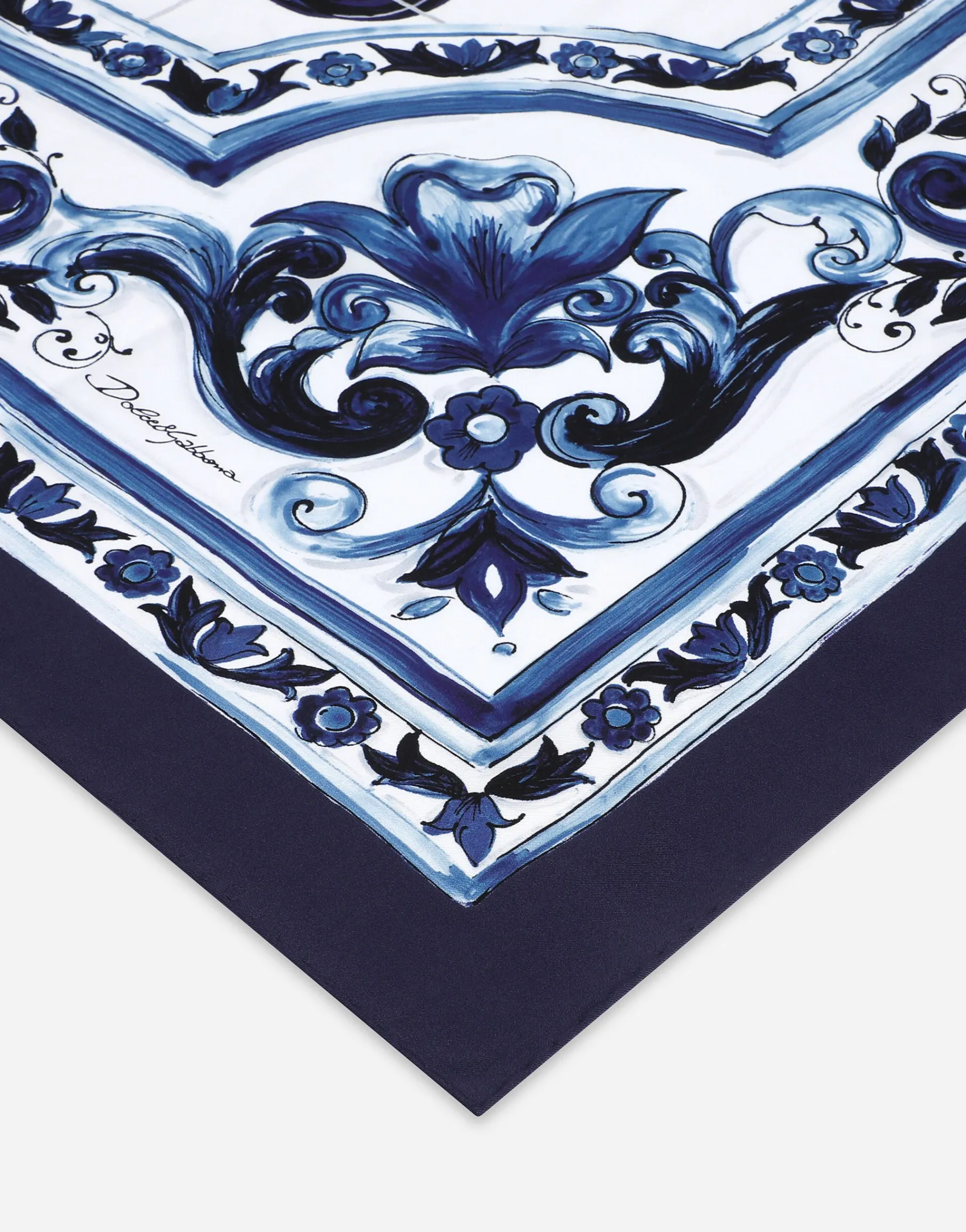 Large majolica-print twill scarf (140 x 140)