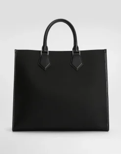 Large nylon shopper with rubberized logo