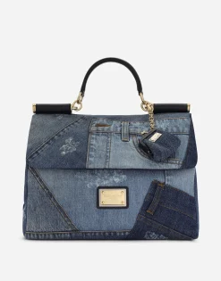 Large patchwork denim Sicily soft bag