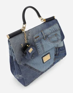 Large patchwork denim Sicily soft bag