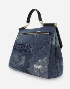 Large patchwork denim Sicily soft bag
