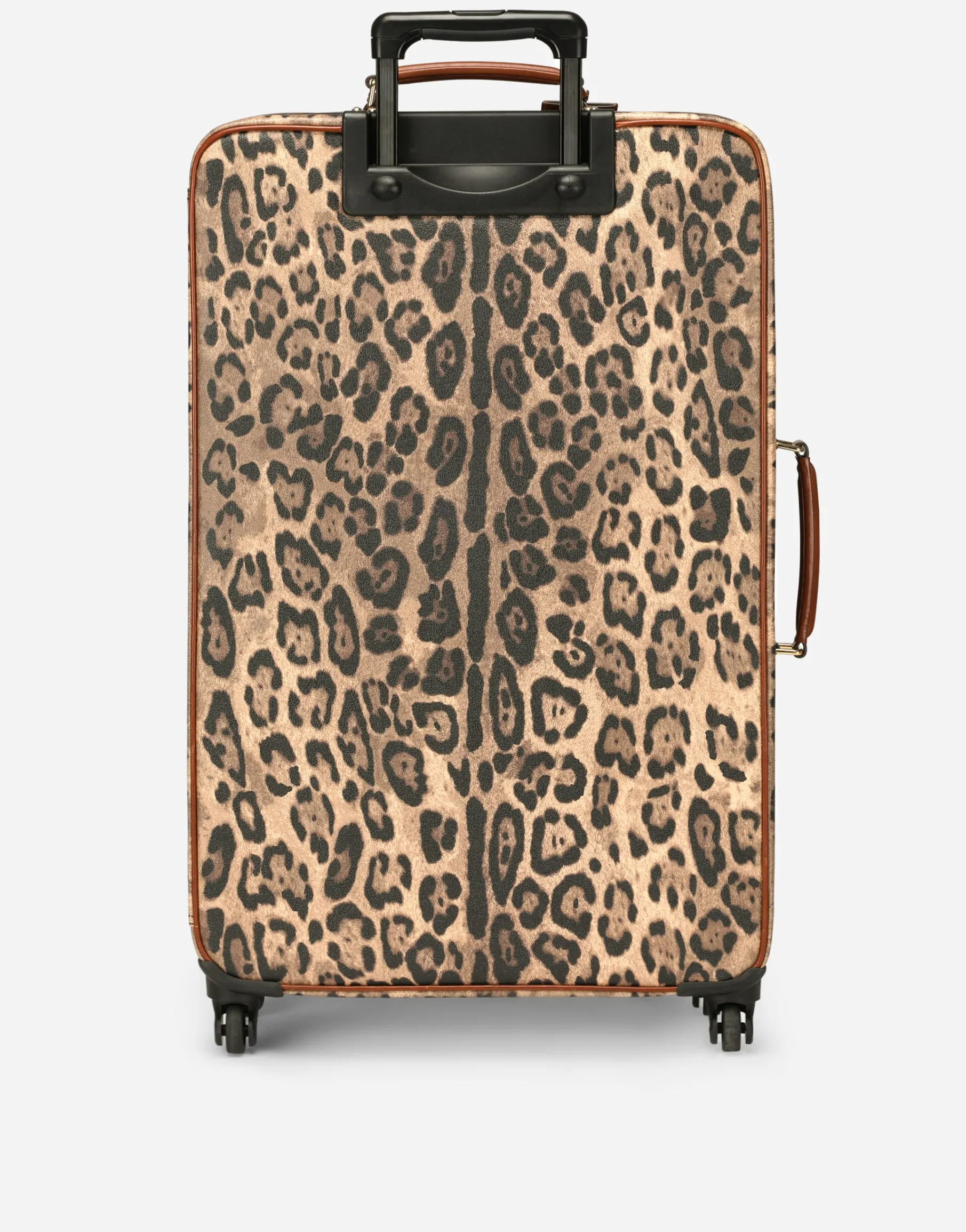 Large trolley in leopard-print Crespo with branded plate