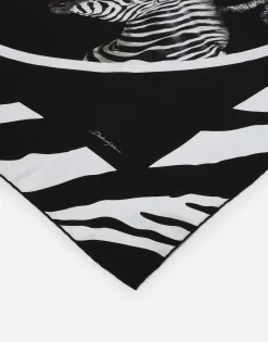 Large zebra-print twill scarf (140 x 140)