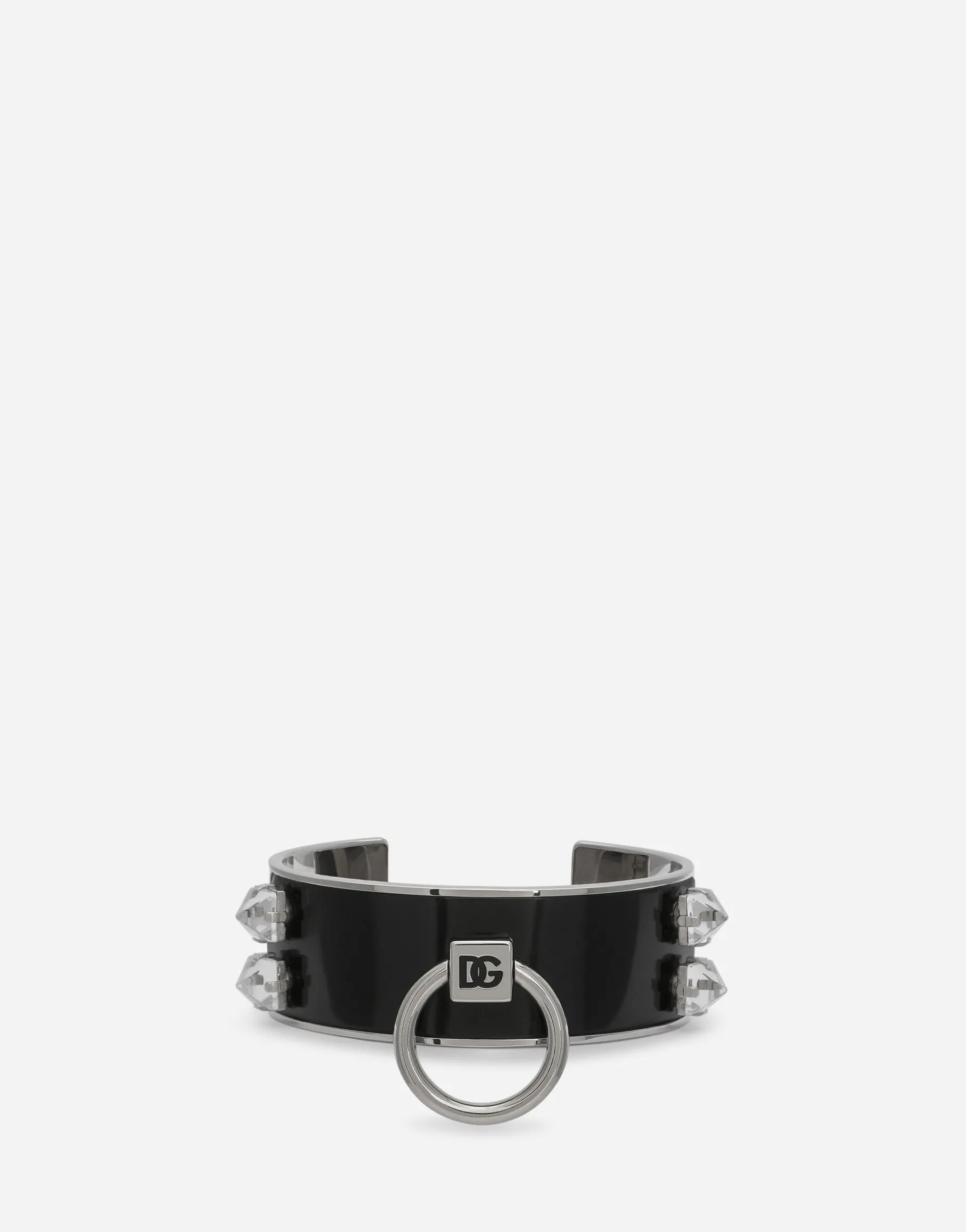 Leather and brass rigid bracelet