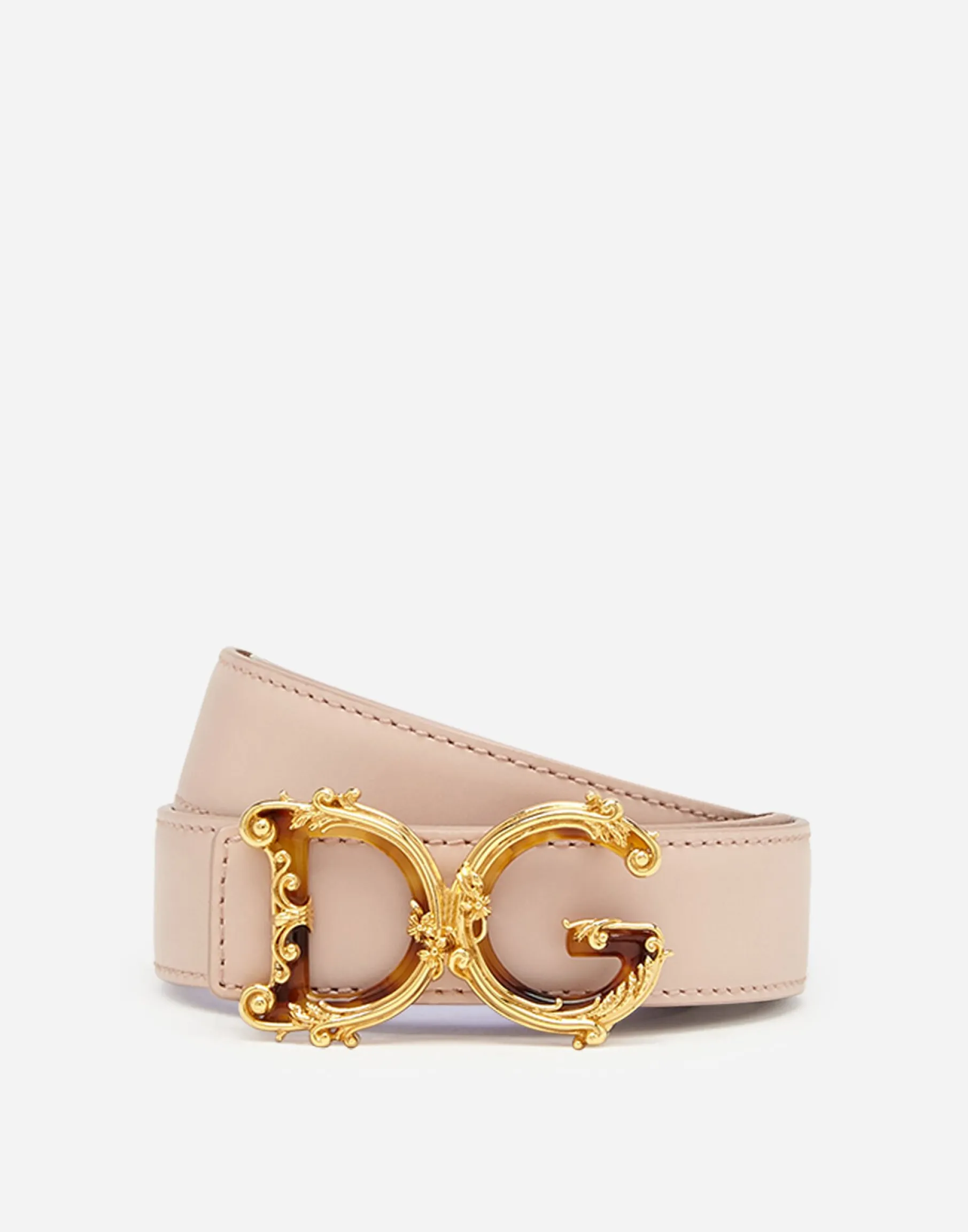 Leather belt with DG baroque logo