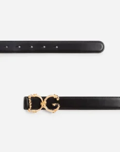 Leather belt with DG baroque logo