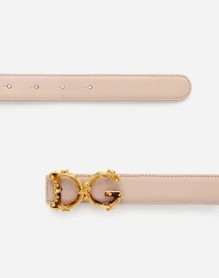 Leather belt with DG baroque logo