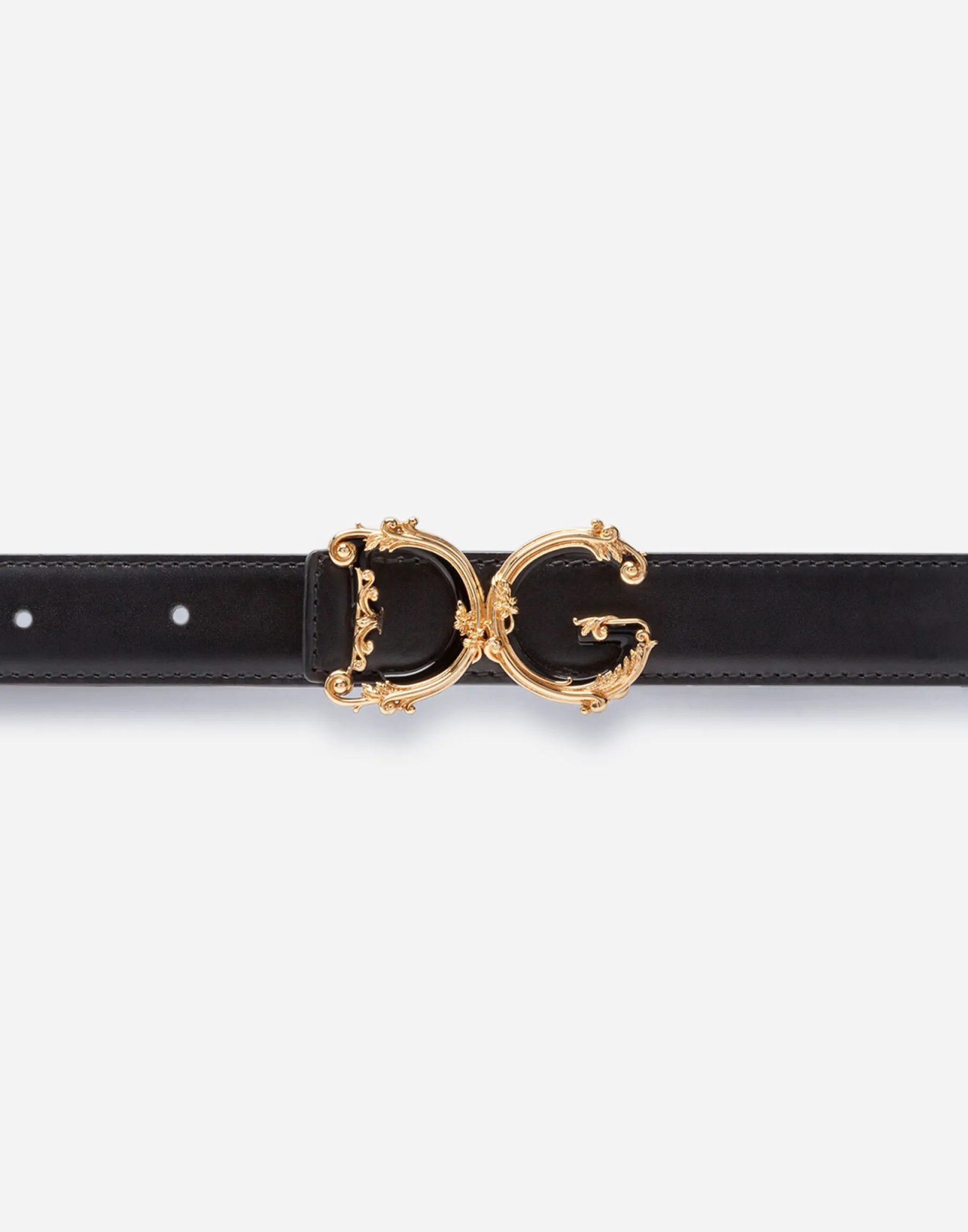Leather belt with DG baroque logo