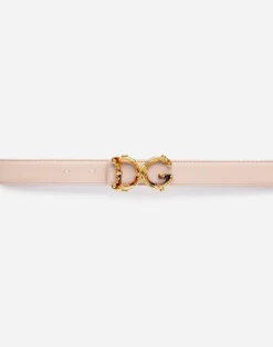 Leather belt with DG baroque logo