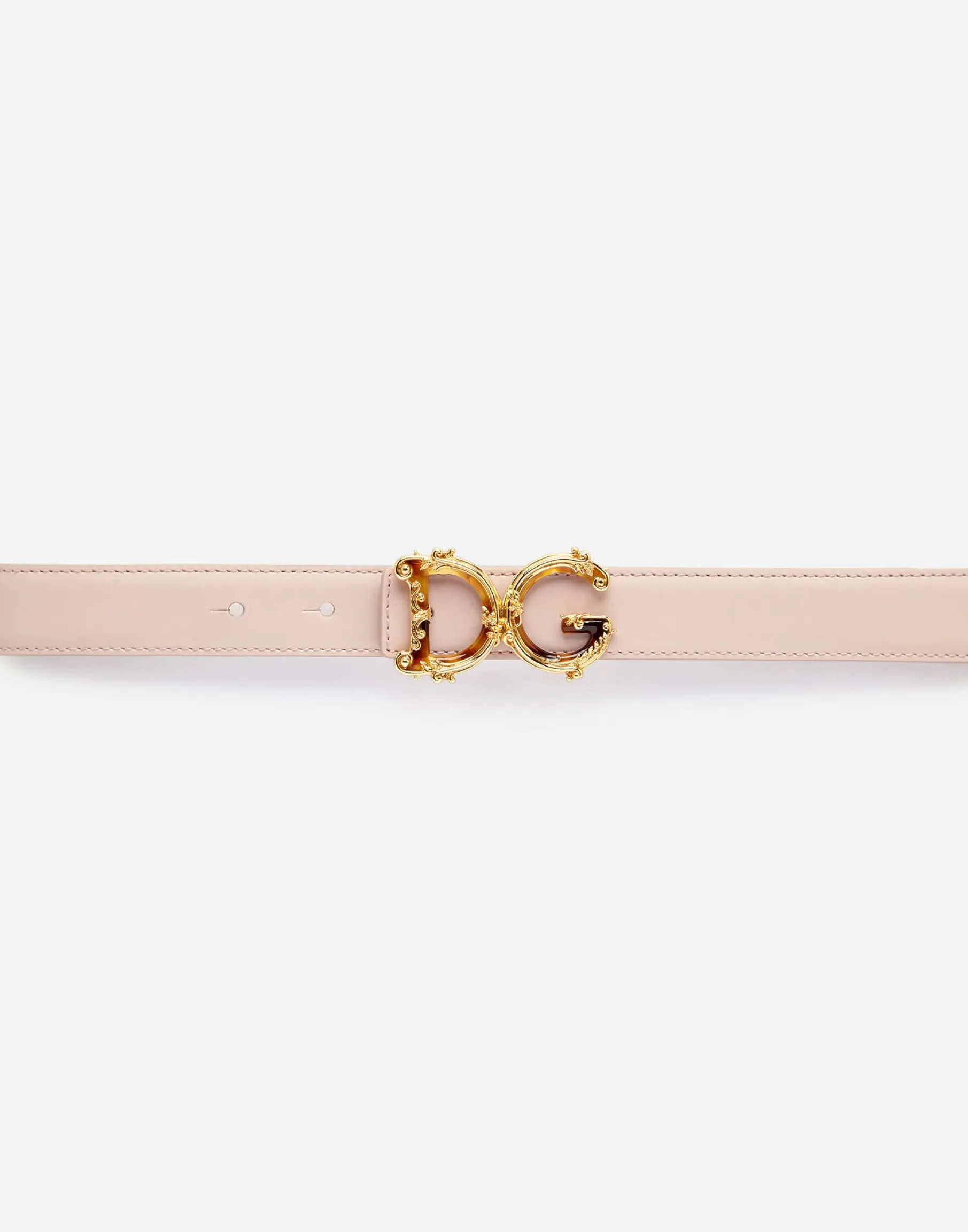 Leather belt with DG baroque logo